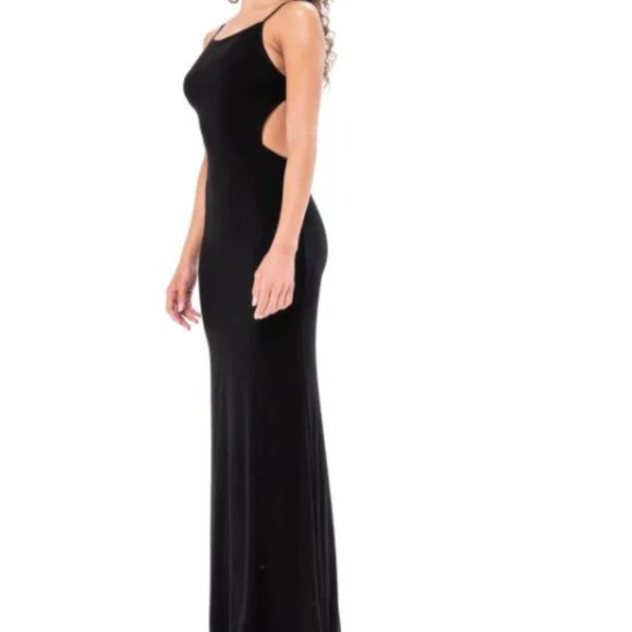 Kikiriki STRAPS OPEN BACK BLACK LONG DRESS XS/S - Picture 5 of 6